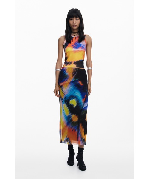 Desigual（デシグアル）の「TSBUTTERFLYLACROIX サンセットブラー クロップドタンク（Tシャツ/カットソー・レディース・マルチ・XL/S/M/L/XS）」の3枚目の写真