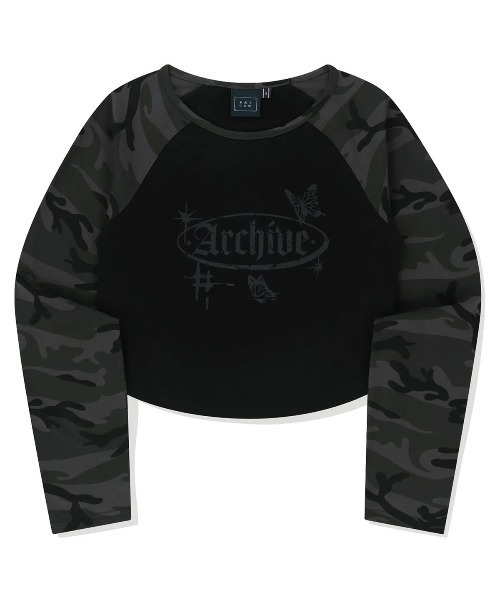 ROMANTIC CROWN（ロマンティッククラウン）の「A'GEM/9 × .kom 『ROMANTIC CROWN/ロマンティック クラウン』ARCHIVE RAGLAN L/S /アーカイブラグラン長袖カットソー（Tシャツ/カットソー・レディース・ライトグレー/ブラック・M/S）」の6枚目の写真