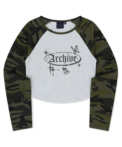 ROMANTIC CROWN（ロマンティッククラウン）の「A'GEM/9 × .kom 『ROMANTIC CROWN/ロマンティック クラウン』ARCHIVE RAGLAN L/S /アーカイブラグラン長袖カットソー（Tシャツ/カットソー・レディース・ライトグレー/ブラック・M/S）」の3枚目の写真