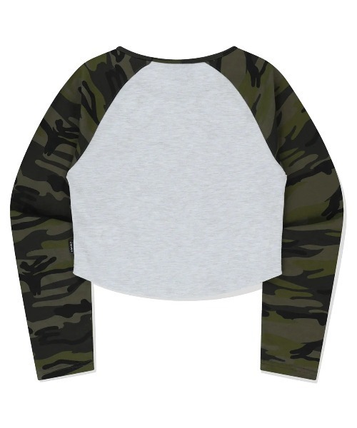 ROMANTIC CROWN（ロマンティッククラウン）の「A'GEM/9 × .kom 『ROMANTIC CROWN/ロマンティック クラウン』ARCHIVE RAGLAN L/S /アーカイブラグラン長袖カットソー（Tシャツ/カットソー・レディース・ライトグレー/ブラック・M/S）」の4枚目の写真