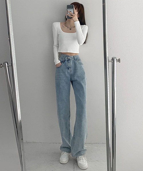 blackdia ocean（ブラックダイヤオーシャン）の「blackdia ocean クロスウエストデニムパンツ（デニムパンツ・レディース・ブルー/ライトブルー/ブラック/ブルー系/ブルー系その他/ブラック系その他・LARGE/MEDIUM/SMALL）」の12枚目の写真