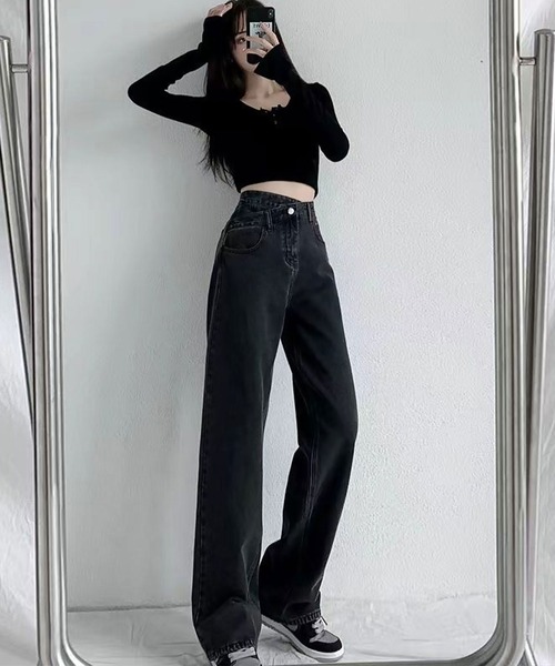 blackdia ocean（ブラックダイヤオーシャン）の「blackdia ocean クロスウエストデニムパンツ（デニムパンツ・レディース・ブルー/ライトブルー/ブラック/ブルー系/ブルー系その他/ブラック系その他・LARGE/MEDIUM/SMALL）」の9枚目の写真