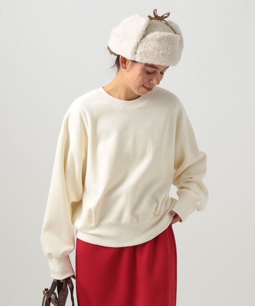 BAYFLOW（ベイフロー）の「[なめらかな肌ざわり]ソフトコーデュロイプルオーバー（スウェット・レディース・ピンク/チャコール/オフホワイト・FREE）」の14枚目の写真