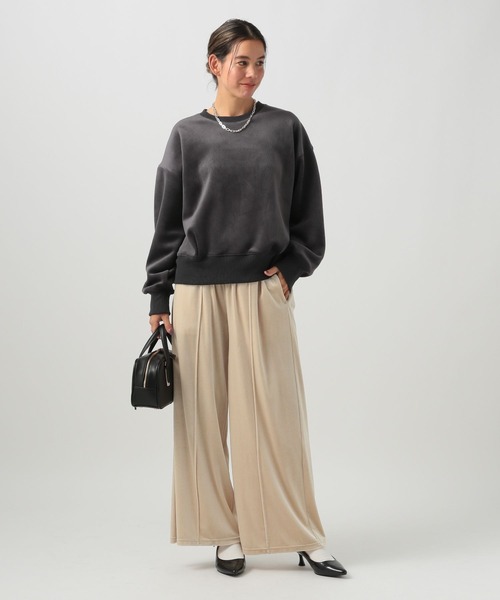 BAYFLOW（ベイフロー）の「[なめらかな肌ざわり]ソフトコーデュロイプルオーバー（スウェット・レディース・ピンク/チャコール/オフホワイト・FREE）」の15枚目の写真