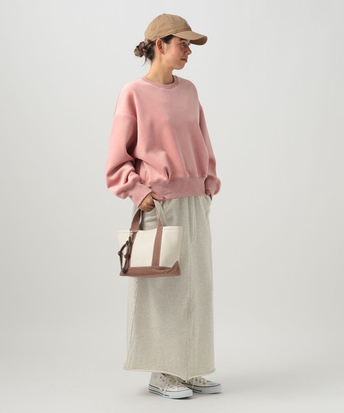 BAYFLOW（ベイフロー）の「[なめらかな肌ざわり]ソフトコーデュロイプルオーバー（スウェット・レディース・ピンク/チャコール/オフホワイト・FREE）」の18枚目の写真