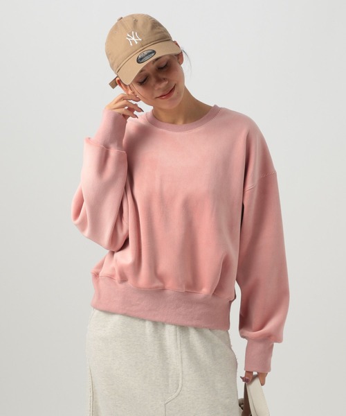 BAYFLOW（ベイフロー）の「[なめらかな肌ざわり]ソフトコーデュロイプルオーバー（スウェット・レディース・ピンク/チャコール/オフホワイト・FREE）」の11枚目の写真