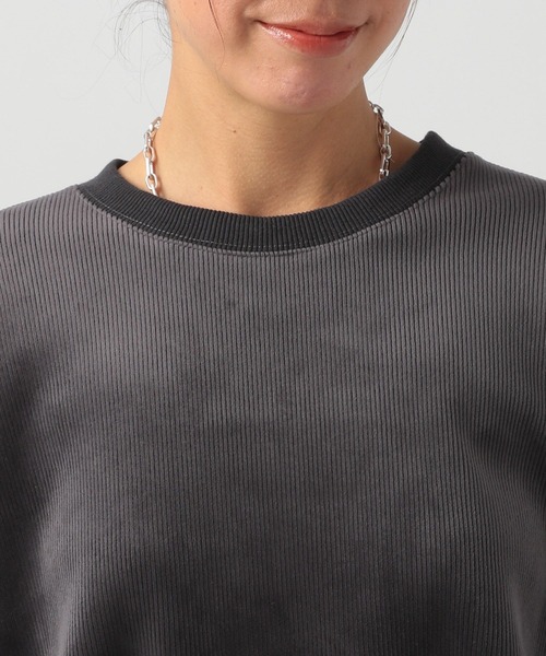 BAYFLOW（ベイフロー）の「[なめらかな肌ざわり]ソフトコーデュロイプルオーバー（スウェット・レディース・ピンク/チャコール/オフホワイト・FREE）」の6枚目の写真