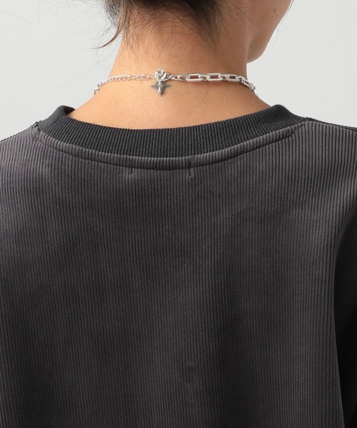 BAYFLOW（ベイフロー）の「[なめらかな肌ざわり]ソフトコーデュロイプルオーバー（スウェット・レディース・ピンク/チャコール/オフホワイト・FREE）」の9枚目の写真