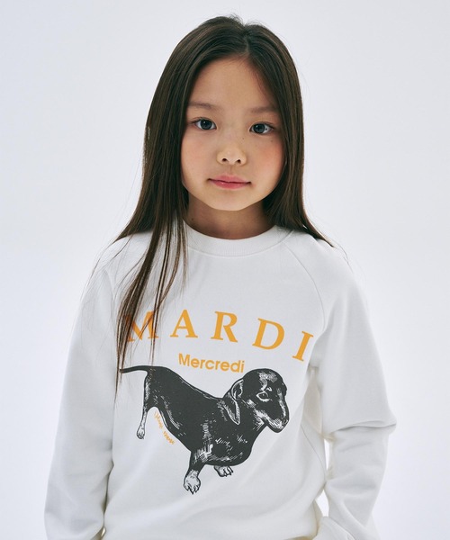 Mardi Mercredi（マルディメクルディ）の「KIDS SWEATSHIRT DDANJI（スウェット・キッズ・ホワイト/ヘザーグレー/ベージュ系その他/オートミール・110cm/100cm/120cm/130cm）」の2枚目の写真