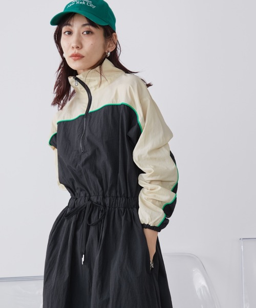 Auntie Rosa Holiday(アンティローザホリデー)の「ハーフジップカラーブロッキングワンピース(ワンピース・レディース・ブラック/ネイビー・FREE)」の8枚目の写真