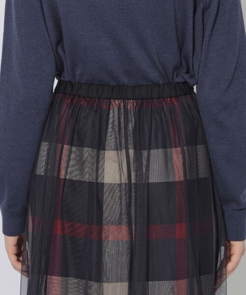 CB CRESTBRIDGE（シービークレストブリッジ）の「クレストブリッジチェックチュールレイヤードスカート（スカート・レディース・ダークネイビー/ライトベージュ/グリーン系その他・S/M）」の19枚目の写真
