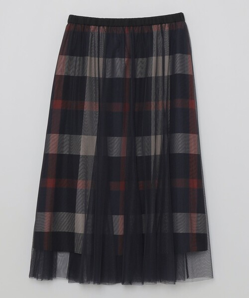 CB CRESTBRIDGE（シービークレストブリッジ）の「クレストブリッジチェックチュールレイヤードスカート（スカート・レディース・ダークネイビー/ライトベージュ/グリーン系その他・S/M）」の4枚目の写真