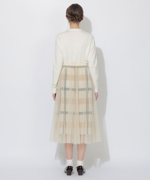 CB CRESTBRIDGE（シービークレストブリッジ）の「クレストブリッジチェックチュールレイヤードスカート（スカート・レディース・ダークネイビー/ライトベージュ/グリーン系その他・S/M）」の9枚目の写真