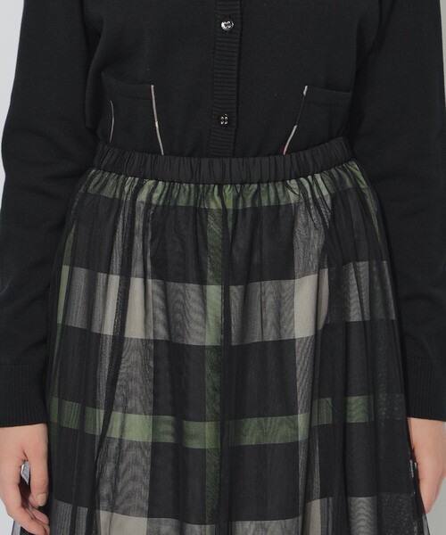 CB CRESTBRIDGE（シービークレストブリッジ）の「クレストブリッジチェックチュールレイヤードスカート（スカート・レディース・ダークネイビー/ライトベージュ/グリーン系その他・S/M）」の16枚目の写真