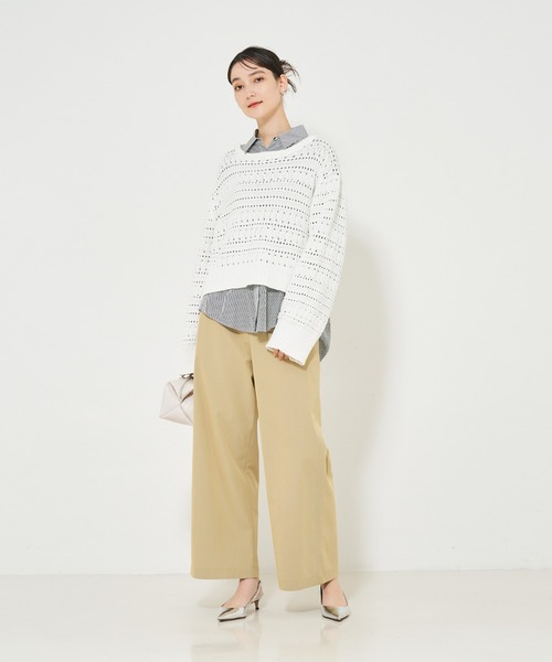 qualite（カリテ）の「リンクスアイレットニット/春服/春ニット（ニット/セーター・レディース・ホワイト/ライム/チャコールグレー・フリー）」の13枚目の写真