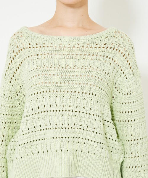 qualite（カリテ）の「リンクスアイレットニット/春服/春ニット（ニット/セーター・レディース・ホワイト/ライム/チャコールグレー・フリー）」の15枚目の写真