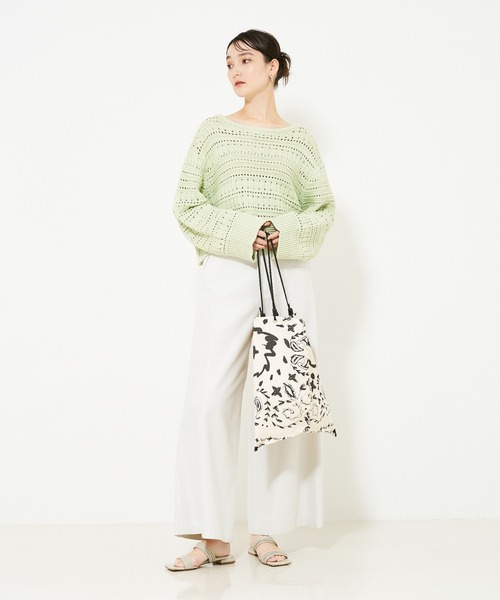 qualite（カリテ）の「リンクスアイレットニット/春服/春ニット（ニット/セーター・レディース・ホワイト/ライム/チャコールグレー・フリー）」の7枚目の写真