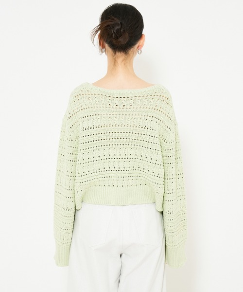 qualite（カリテ）の「リンクスアイレットニット/春服/春ニット（ニット/セーター・レディース・ホワイト/ライム/チャコールグレー・フリー）」の18枚目の写真