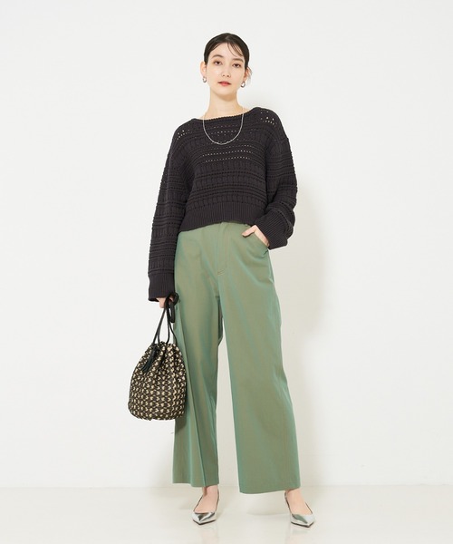 qualite（カリテ）の「リンクスアイレットニット/春服/春ニット（ニット/セーター・レディース・ホワイト/ライム/チャコールグレー・フリー）」の8枚目の写真