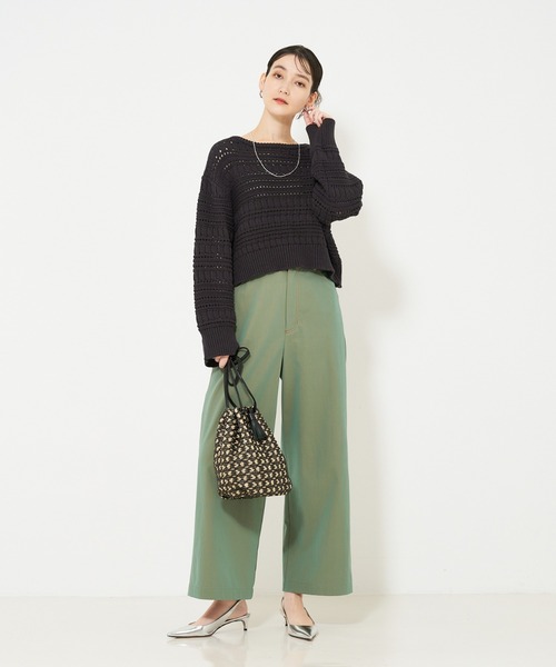 qualite（カリテ）の「リンクスアイレットニット/春服/春ニット（ニット/セーター・レディース・ホワイト/ライム/チャコールグレー・フリー）」の9枚目の写真