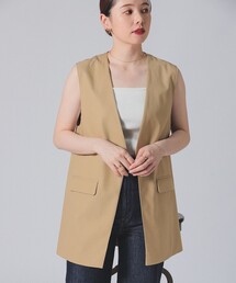 Demi-Luxe BEAMS ノーカラー フィブリル ジャケット デミルクス Demi-Luxe BEAMS（デミルクス ビームス）ノーカラー フィブリル