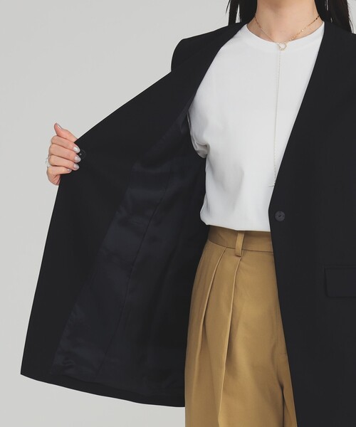 Demi-Luxe BEAMS(デミルクス ビームス)の「コットン ラペルレス ジレ(ベスト・レディース・ネイビー/ベージュ・36/38)」の15枚目の写真