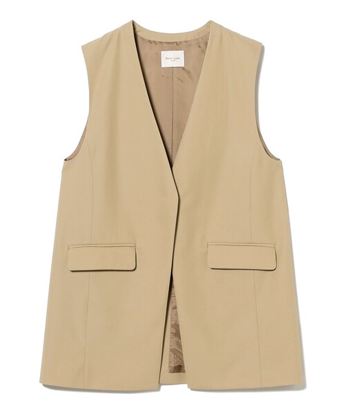 Demi-Luxe BEAMS(デミルクス ビームス)の「コットン ラペルレス ジレ(ベスト・レディース・ネイビー/ベージュ・36/38)」の20枚目の写真