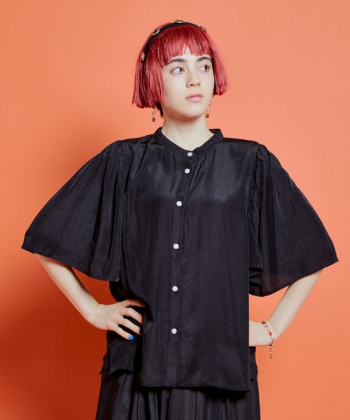 manana suerte（マニャーナスエルテ）の「ギャザースリーブブラウス（シャツ/ブラウス・レディース・グレー/ブラック/ミント・FREE）」の6枚目の写真