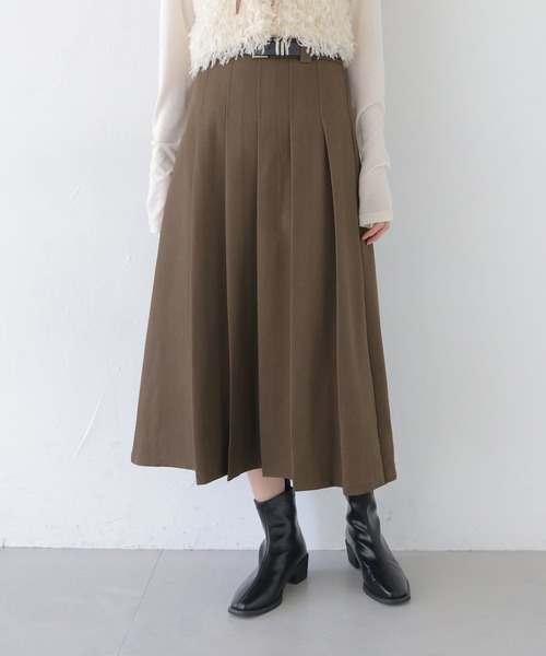 CLEIO(クレイオ)の「【CLEIO】プリーツミディスカート/ベルト付き PLEATED MIDI SKIRT WITH BELT/737-13660(スカート・レディース・ブラック/グレー/ブラウン・FREE)」の3枚目の写真