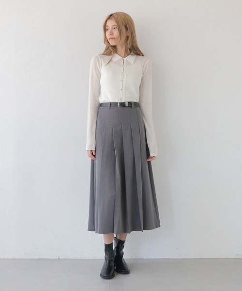 CLEIO(クレイオ)の「【CLEIO】プリーツミディスカート/ベルト付き PLEATED MIDI SKIRT WITH BELT/737-13660(スカート・レディース・ブラック/グレー/ブラウン・FREE)」の8枚目の写真