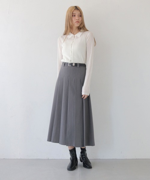 CLEIO(クレイオ)の「【CLEIO】プリーツミディスカート/ベルト付き PLEATED MIDI SKIRT WITH BELT/737-13660(スカート・レディース・ブラック/グレー/ブラウン・FREE)」の9枚目の写真