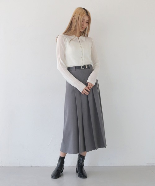 CLEIO(クレイオ)の「【CLEIO】プリーツミディスカート/ベルト付き PLEATED MIDI SKIRT WITH BELT/737-13660(スカート・レディース・ブラック/グレー/ブラウン・FREE)」の10枚目の写真