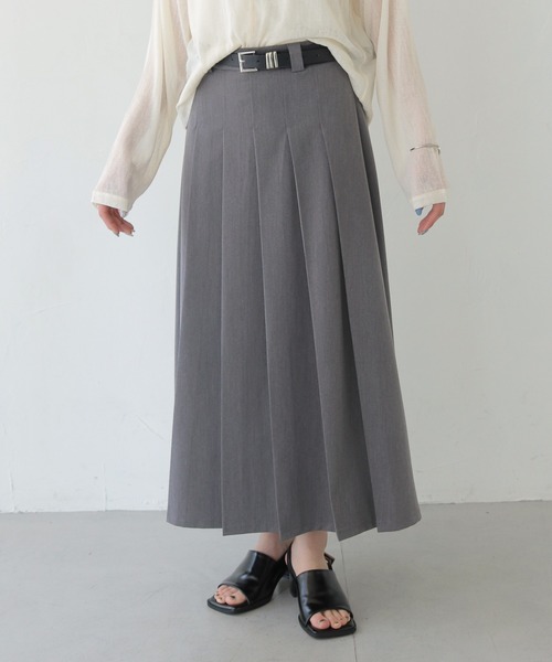 CLEIO(クレイオ)の「【CLEIO】プリーツミディスカート/ベルト付き PLEATED MIDI SKIRT WITH BELT/737-13660(スカート・レディース・ブラック/グレー/ブラウン・FREE)」の12枚目の写真