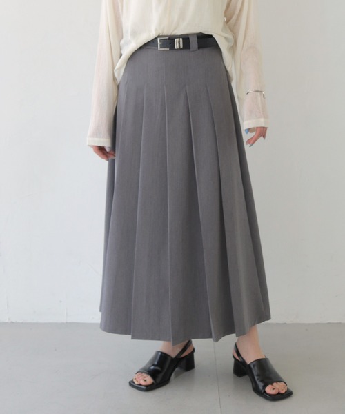 CLEIO(クレイオ)の「【CLEIO】プリーツミディスカート/ベルト付き PLEATED MIDI SKIRT WITH BELT/737-13660(スカート・レディース・ブラック/グレー/ブラウン・FREE)」の13枚目の写真