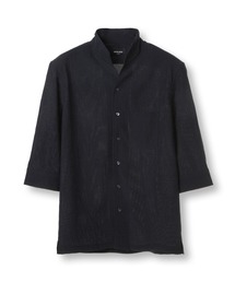 MEN'S BIGI | カラミ織風サッカー七分袖スタンドカラーシャツ<ストレッチ/通気性>(シャツ/ブラウス)