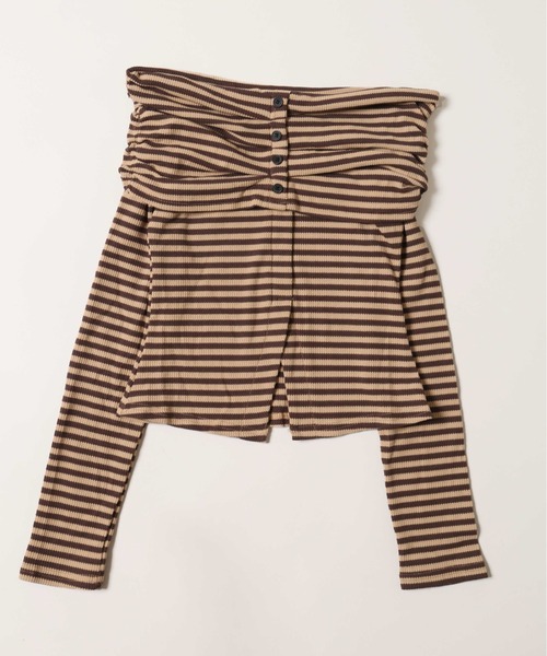 PHILLY（フィリー）の「【PHILLY】ボーダーオフショルトップス（Tシャツ/カットソー・レディース・ブラック/ブラウン・FREE）」の19枚目の写真