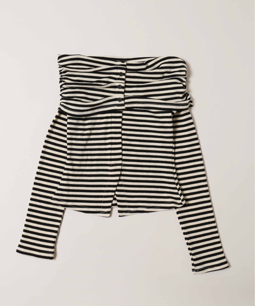 PHILLY（フィリー）の「【PHILLY】ボーダーオフショルトップス（Tシャツ/カットソー・レディース・ブラック/ブラウン・FREE）」の18枚目の写真