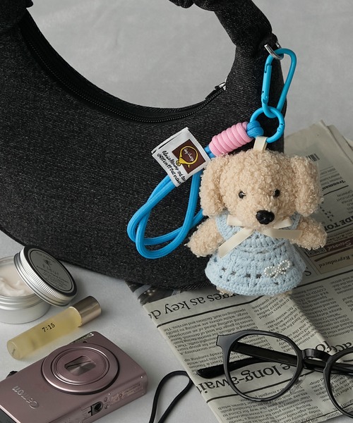 BONLECILL Marche（ボンルシールマルシェ）の「【BONLECILL Marche】おめかしアニマルマスコット／ぬいぐるみキーホルダー（キーホルダー・レディース・ブラック/ホワイト/パープル/ベージュ/ブラウン/ピンク/アイボリー/ブルー/ピンク系1・FREE）」の12枚目の写真