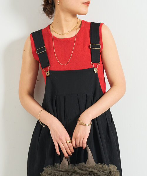 un dix cors（アンディコール）の「クルーネックニットインナー（タンクトップ・レディース・ブラック/レッド/オフホワイト・FREE）」の3枚目の写真