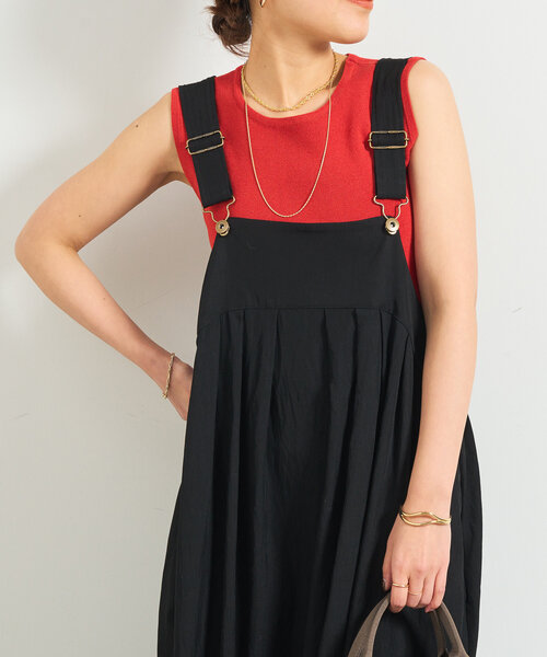 un dix cors（アンディコール）の「クルーネックニットインナー（タンクトップ・レディース・ブラック/レッド/オフホワイト・FREE）」の6枚目の写真