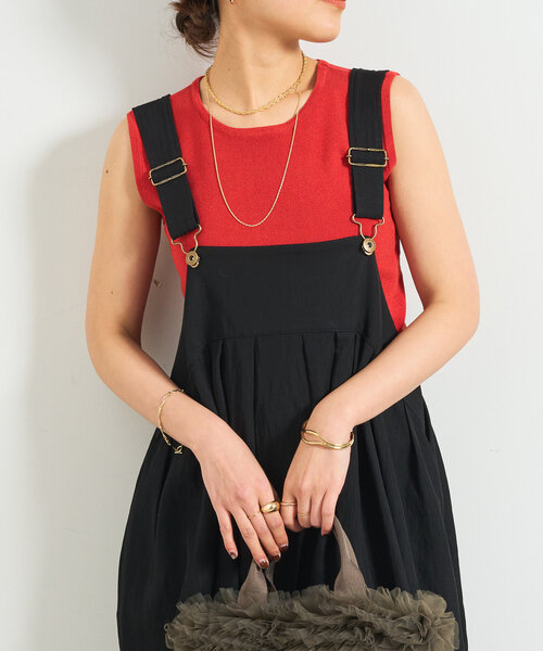 un dix cors（アンディコール）の「クルーネックニットインナー（タンクトップ・レディース・ブラック/レッド/オフホワイト・FREE）」の10枚目の写真