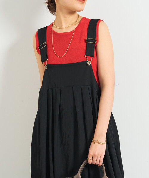 un dix cors（アンディコール）の「クルーネックニットインナー（タンクトップ・レディース・ブラック/レッド/オフホワイト・FREE）」の11枚目の写真