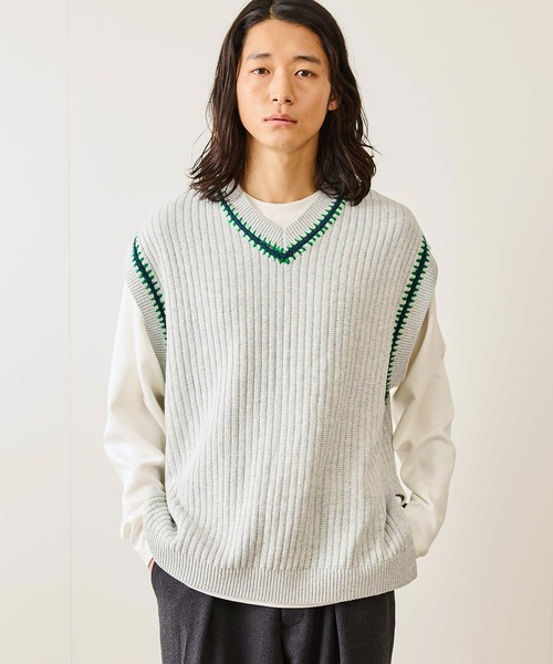 JUNRED（ジュンレッド）の「カラーステッチサイドスリットベスト（ベスト・メンズ・ブラック/ブルー系その他4/ライトグレー・M/S/L）」の6枚目の写真