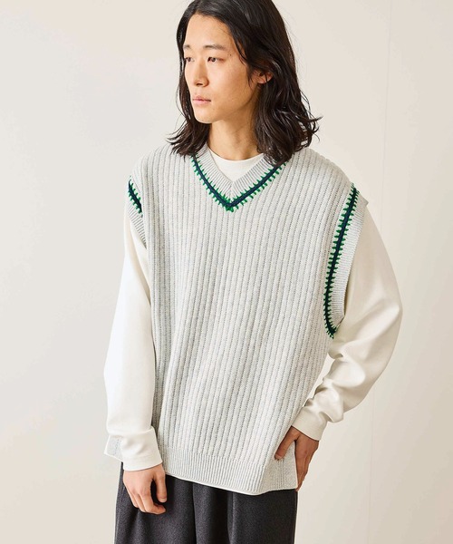 JUNRED（ジュンレッド）の「カラーステッチサイドスリットベスト（ベスト・メンズ・ブラック/ブルー系その他4/ライトグレー・M/S/L）」の5枚目の写真