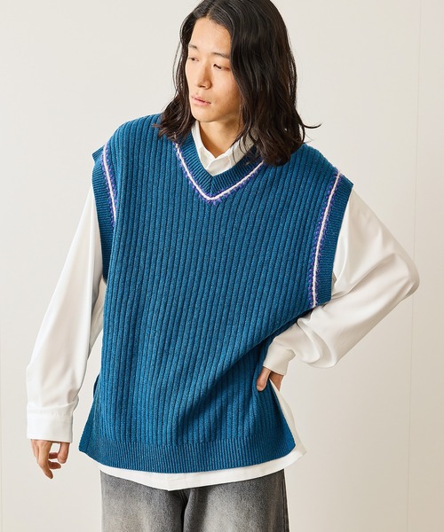 JUNRED（ジュンレッド）の「カラーステッチサイドスリットベスト（ベスト・メンズ・ブラック/ブルー系その他4/ライトグレー・M/S/L）」の11枚目の写真