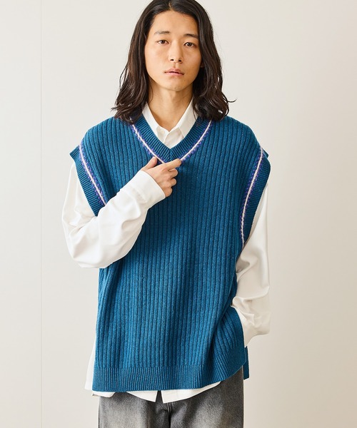 JUNRED（ジュンレッド）の「カラーステッチサイドスリットベスト（ベスト・メンズ・ブラック/ブルー系その他4/ライトグレー・M/S/L）」の13枚目の写真