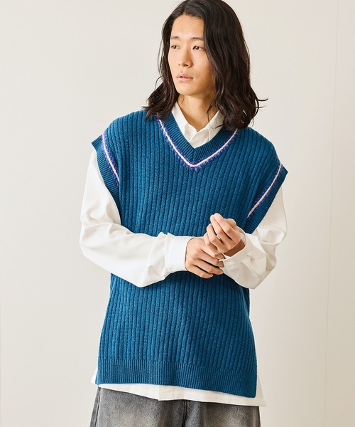 JUNRED（ジュンレッド）の「カラーステッチサイドスリットベスト（ベスト・メンズ・ブラック/ブルー系その他4/ライトグレー・M/S/L）」の14枚目の写真