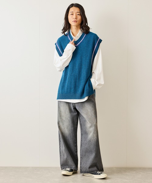 JUNRED（ジュンレッド）の「カラーステッチサイドスリットベスト（ベスト・メンズ・ブラック/ブルー系その他4/ライトグレー・M/S/L）」の16枚目の写真