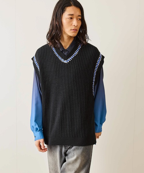 JUNRED（ジュンレッド）の「カラーステッチサイドスリットベスト（ベスト・メンズ・ブラック/ブルー系その他4/ライトグレー・M/S/L）」の20枚目の写真