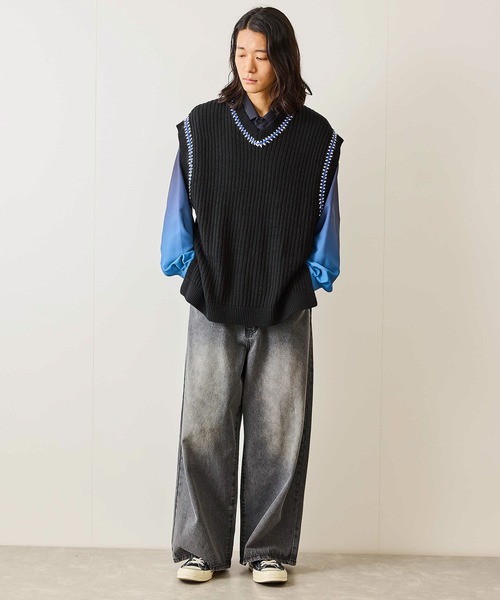 JUNRED（ジュンレッド）の「カラーステッチサイドスリットベスト（ベスト・メンズ・ブラック/ブルー系その他4/ライトグレー・M/S/L）」の21枚目の写真